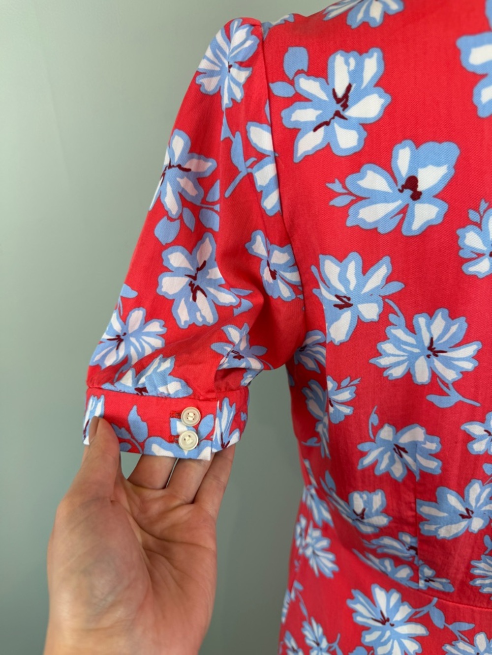 Loft floral button down Lyocell summer mini dress size 4 - Picture 5 of 7
